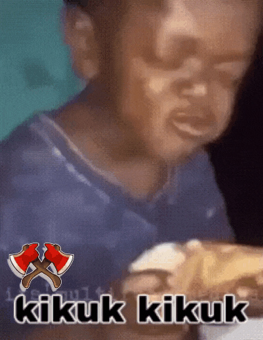 a picture of a child crying with the words kikuk kikuk