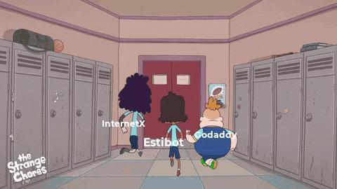 a cartoon of a hallway with lockers and a poster on the wall that says internetx