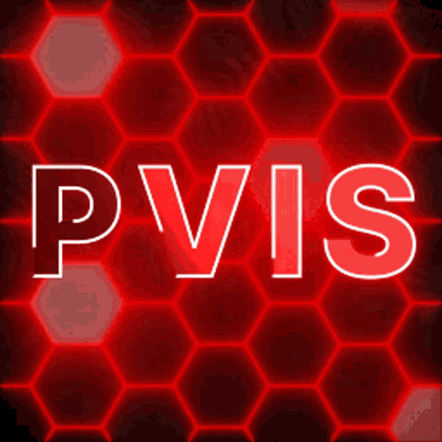 a red background with the word pvis written in white