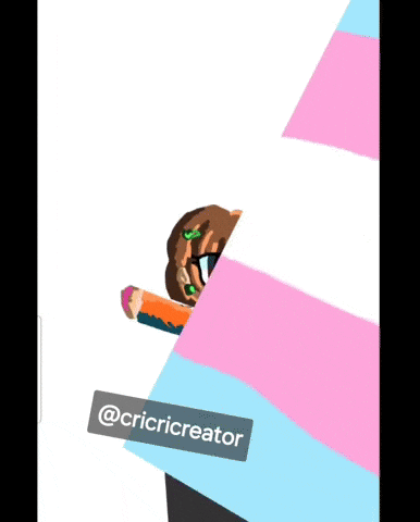 a drawing of a person holding a pencil with a sticker that says @cricricreator on it