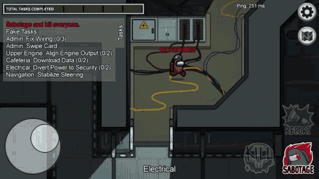 an among us game is being played on a cellphone