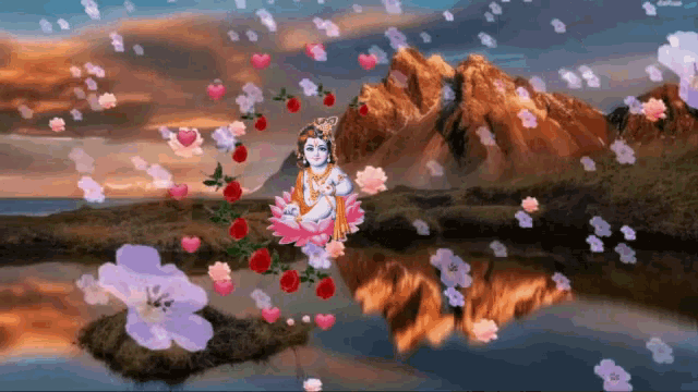 Lord Krishna GIF - Lord Krishna Flowers GIFs