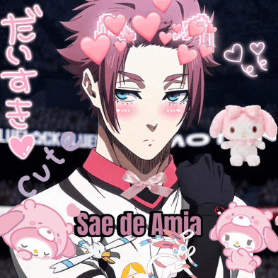 a picture of a boy with hearts on his head and the name sae de amia on the bottom
