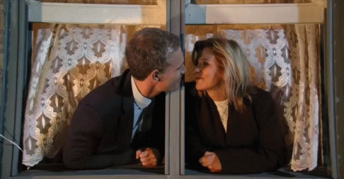 Nick And Leanne Kissing At Roys Flat Window Coronation Street GIF - Nick And Leanne Kissing At Roys Flat Window Coronation Street Corrie GIFs
