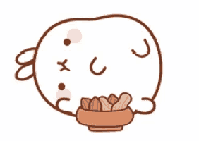 a cartoon penguin is eating nuts from a bowl .
