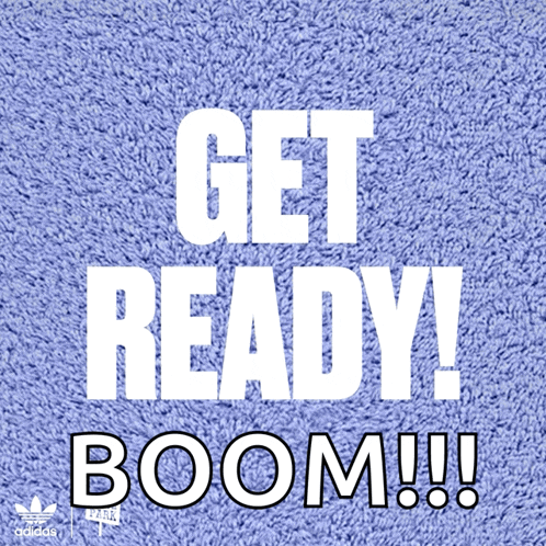 a poster that says " get ready boom " on it