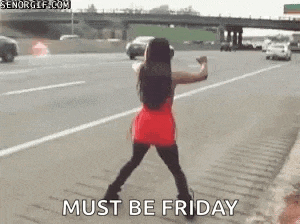 a woman in a red dress is dancing on a highway .