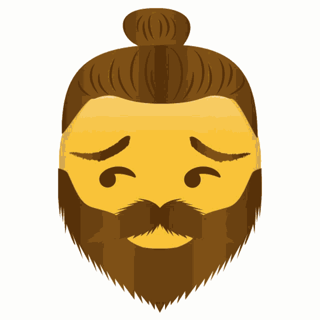 a cartoon illustration of a man with a beard and mustache making a sad face
