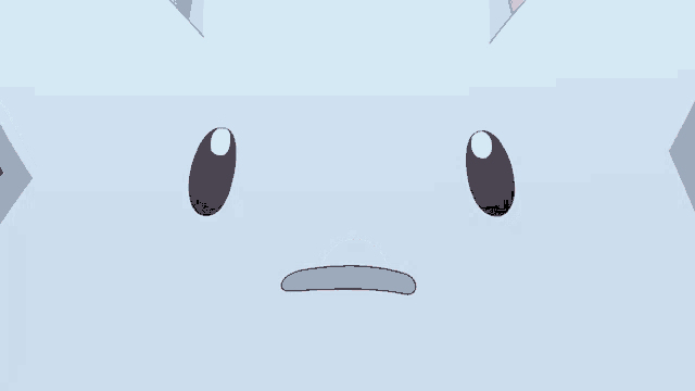 a close up of a cartoon character 's face with a surprised look on its face