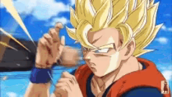 a cartoon of a man with yellow hair is fighting another man
