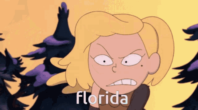 a cartoon of a girl with the word florida on it