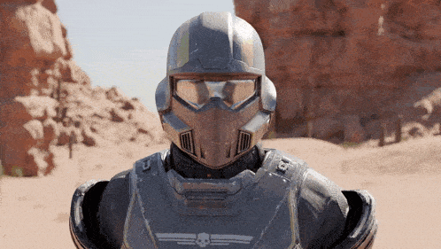 a soldier with a skull on his helmet