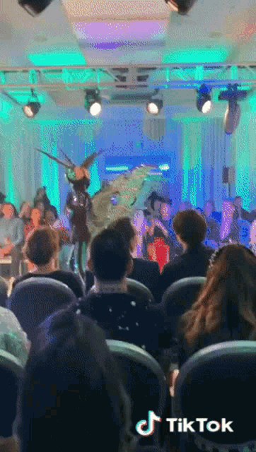 a crowd of people watching a performance with tik tok written on the bottom right