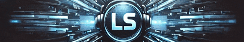 a ls logo is surrounded by a blue background