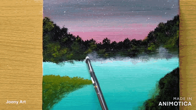 a painting of a lake by joony art made in animatica