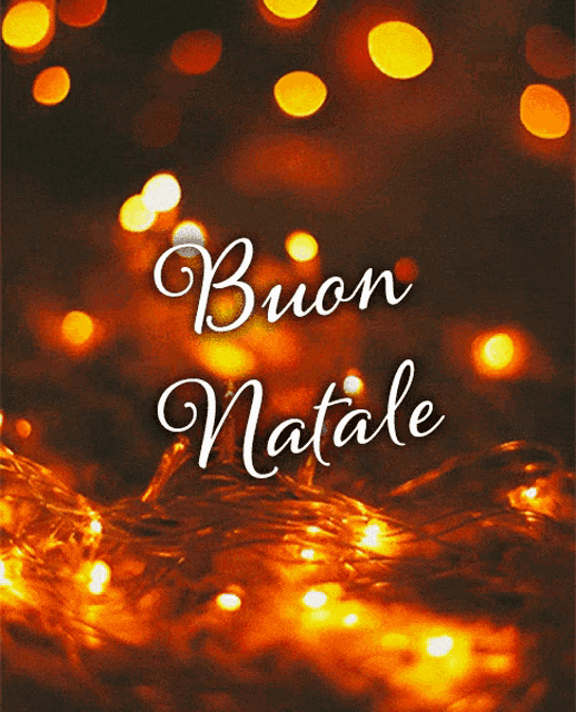 a picture of christmas lights with the words buon natale on it
