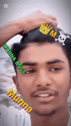 a man with a crown on his head and the words munna boss