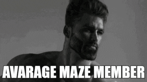 a black and white photo of a muscular man with the words `` avarage maze member '' .