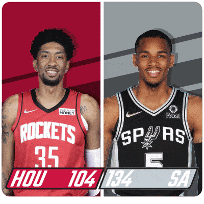 two basketball players from the rockets and the spurs are next to each other