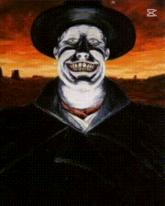 a cartoon of a man wearing a cowboy hat with a smiley face