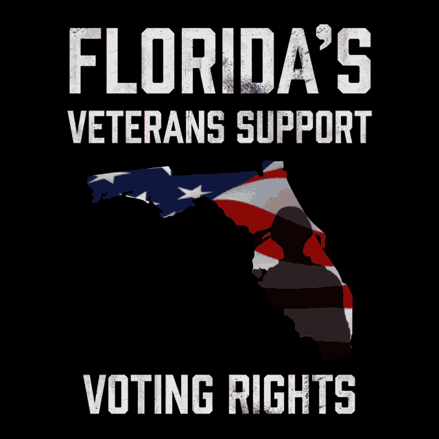 a poster for florida 's veterans support with a map of the state