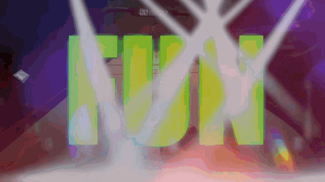 the word fun is being projected on a wall