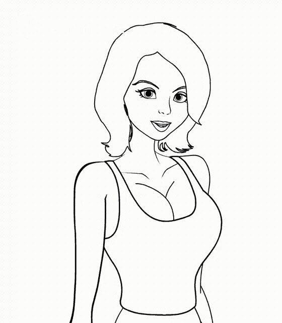 a black and white drawing of a woman pointing her finger