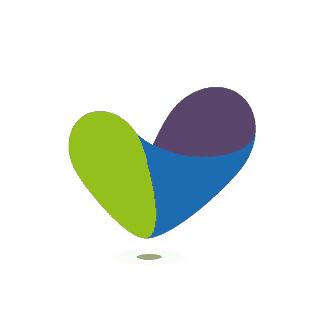 a green purple and blue heart with a white background