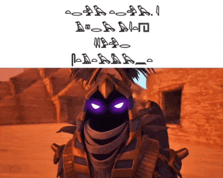 a cartoon character with purple eyes and the words " aaa " on the top