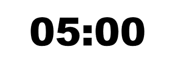 a black and white clock displays the time as 5:00