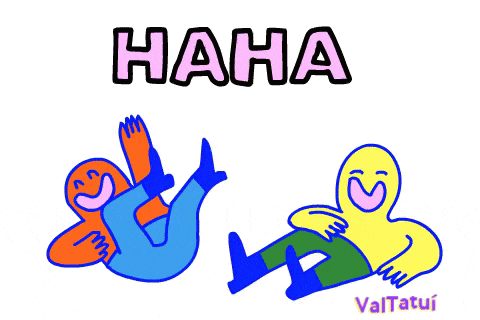 a cartoon of two people laughing with the word haha written above them