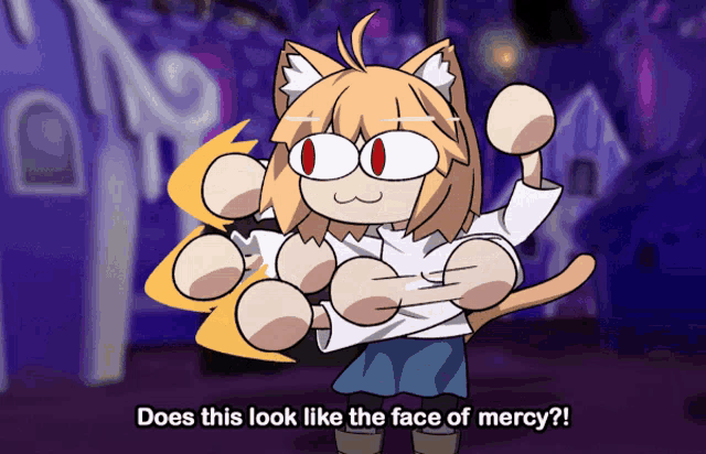 does this look like the face of mercy ? a cartoon of a cat girl