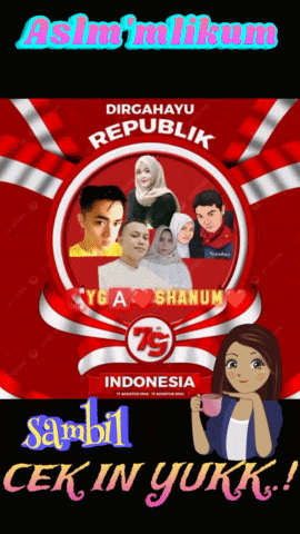 a poster for dirgahayu republik indonesia with a woman holding a cup of coffee