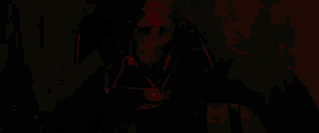 a red light in the dark with the words obh-wan !!!