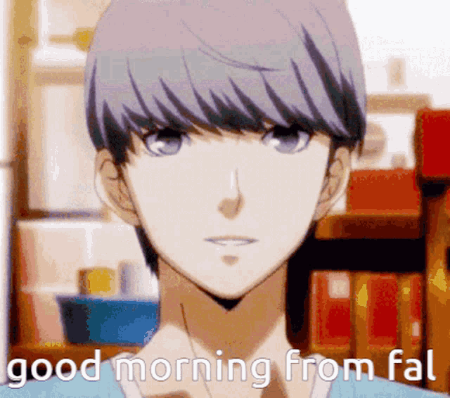 a picture of a boy with the words good morning from fal on the bottom