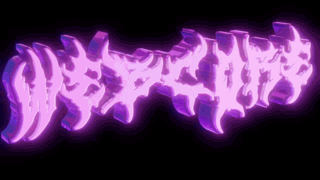 a 3d rendering of a purple glowing text on a black background .