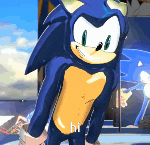 a picture of sonic the hedgehog that says hi on the bottom