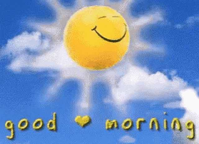 a picture of a smiley sun with the words good morning written below it