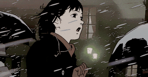 a cartoon drawing of a girl in the snow