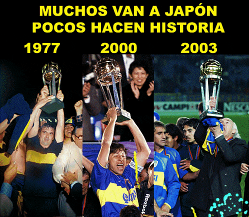 a collage of soccer players holding trophies with the words muchos van a japon pocos hacen historia at the top