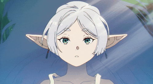a drawing of a girl with white hair and ears