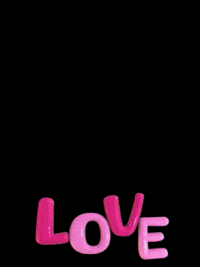 a man and a woman are standing next to each other and the word love is surrounded by hearts