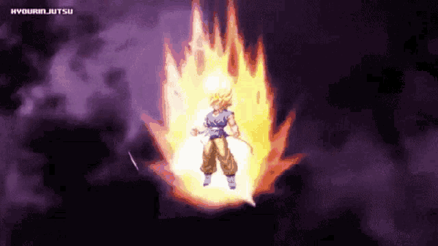 a pixel art of a person flying through the air with a purple background