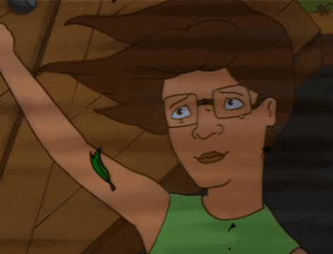 a cartoon character with glasses and a green shirt