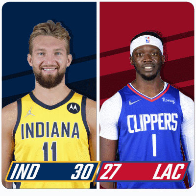 Indiana Pacers (30) Vs. Los Angeles Clippers (27) First-second Period Break GIF - Nba Basketball Nba 2021 GIFs