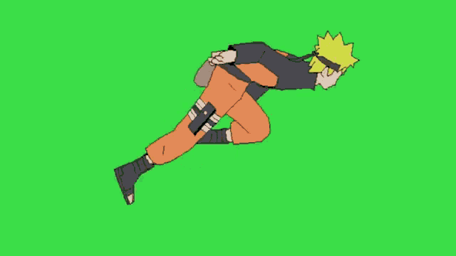 naruto is running on a green screen .