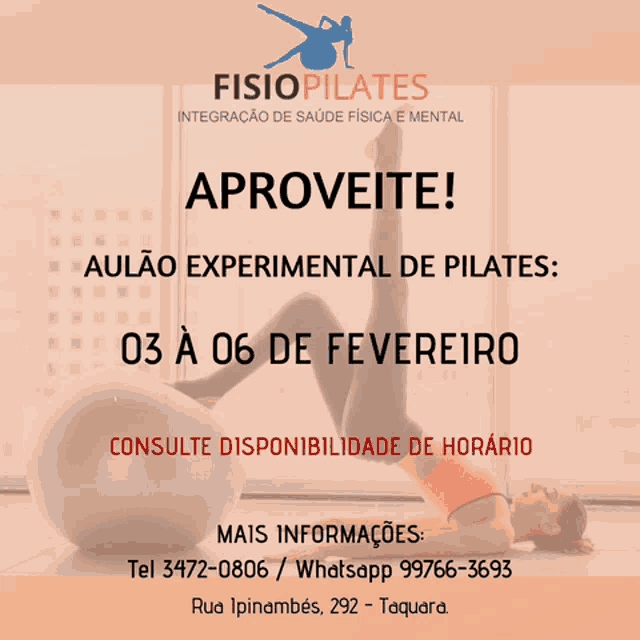 an advertisement for a pilates class that takes place on february 6th
