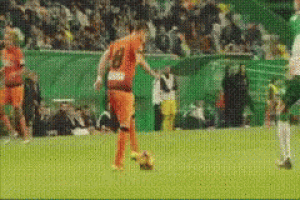 a soccer player with the number 9 on his back