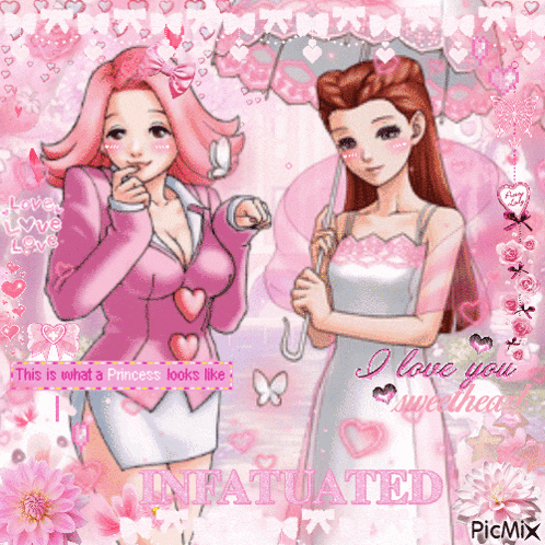 a picture of two anime girls with the words " i love you sweetheart " on the bottom