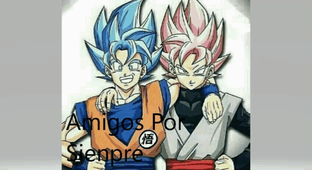 a picture of two anime characters with the words amigos por siempre written below them